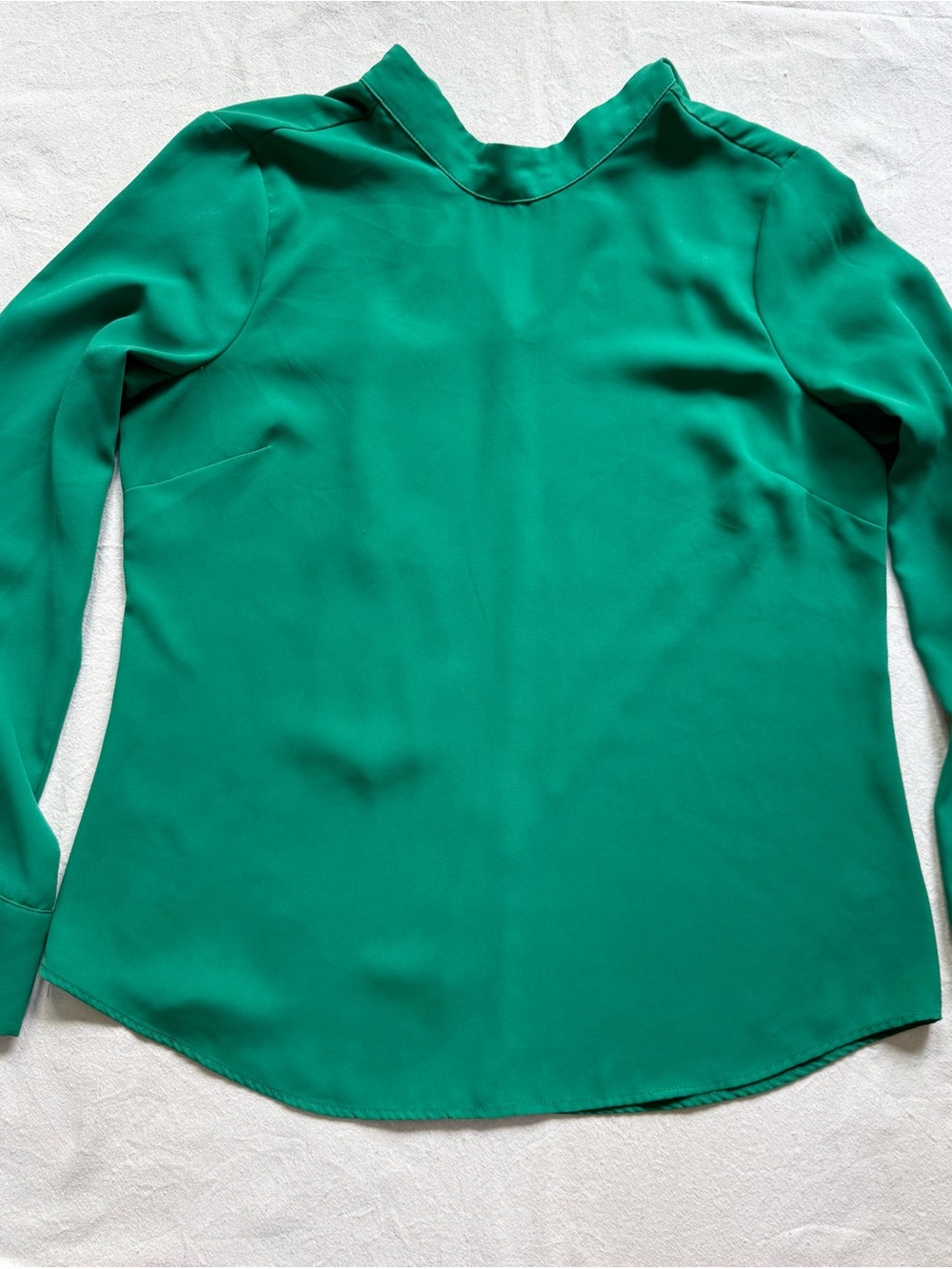The Limited Green Long-Sleeve Mock Neck Blouse, back tie, beautiful, preppy